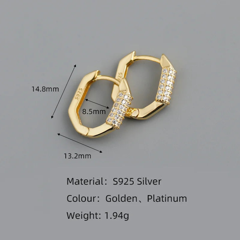 Zirconia Octagon Hoop Earrings