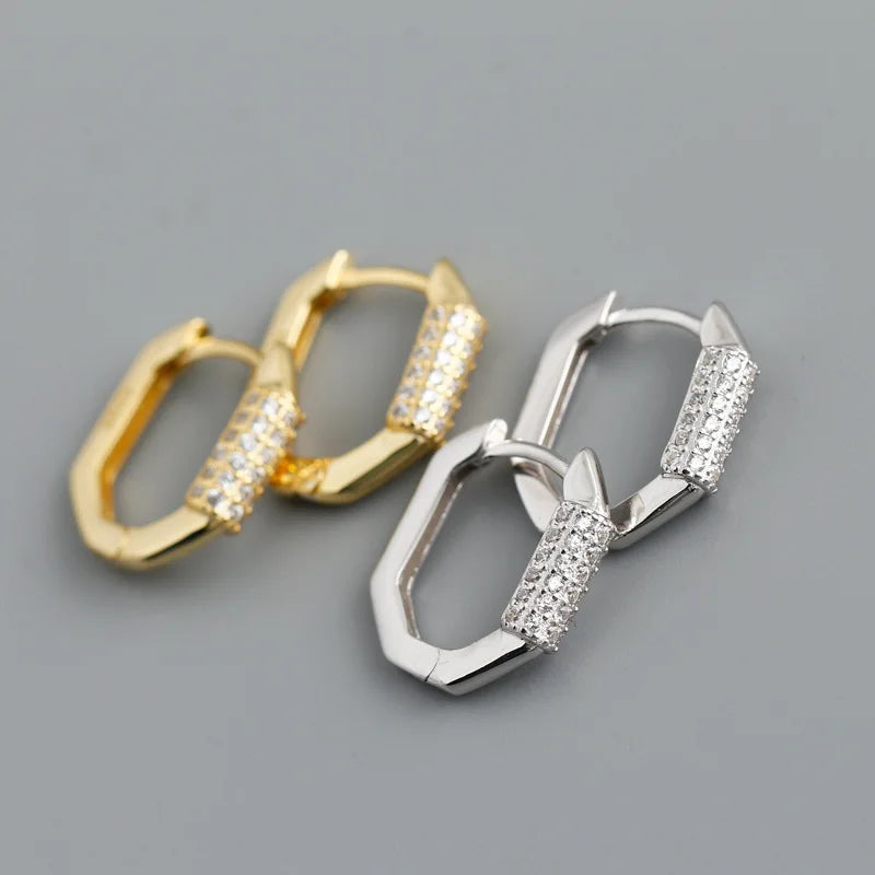 Zirconia Octagon Hoop Earrings