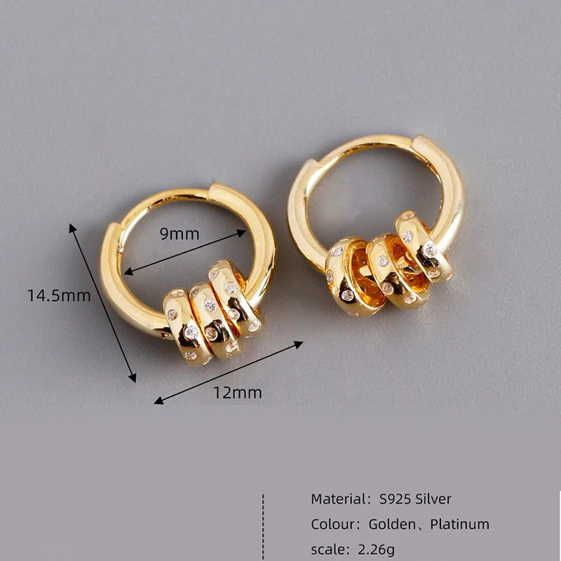 Hoop Earrings With Zirconia Pendants