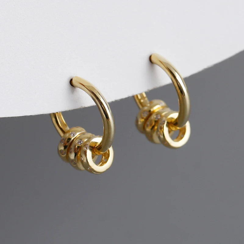 Hoop Earrings With Zirconia Pendants