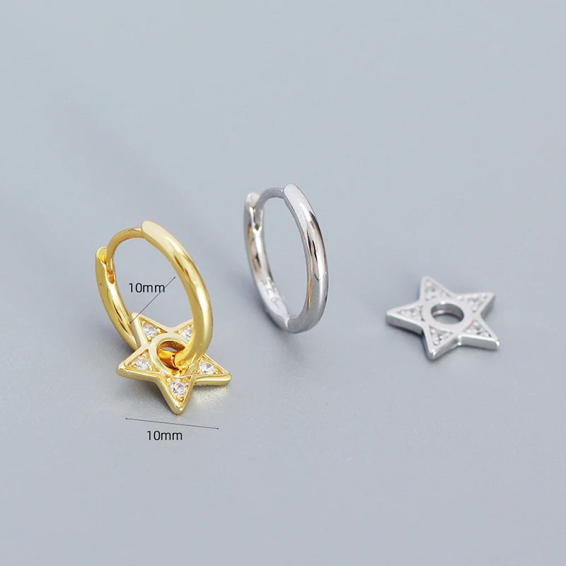 Hoop Earrings With Zirconia Star Pendant