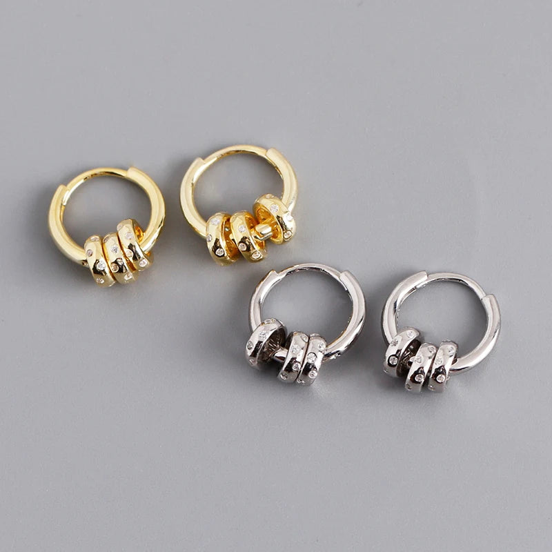 Hoop Earrings With Zirconia Pendants